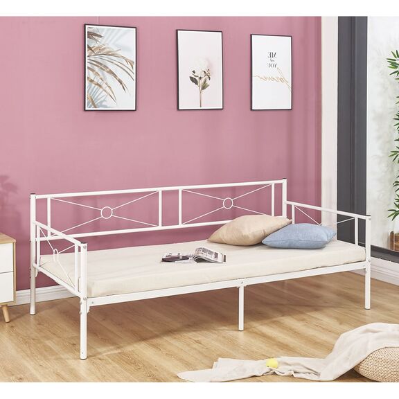 Queen Daybed Κρεβάτι Μέταλλο Βαφή Άσπρο