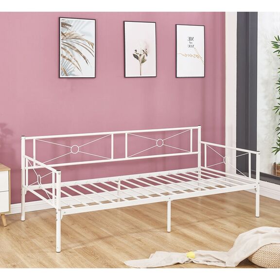 Queen Daybed Κρεβάτι Μέταλλο Βαφή Άσπρο