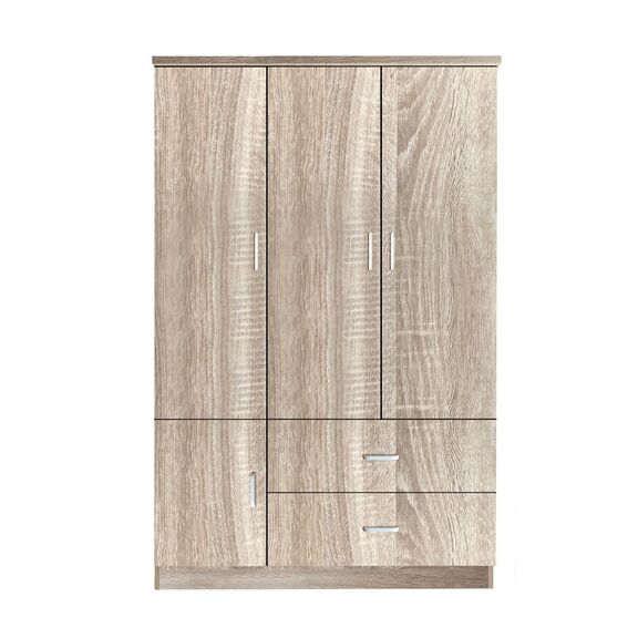 Closet Ντουλάπα Τετράφυλλη, 5 Ράφια, 2 Συρτάρια, Θέσεις για Κρεμάστρες, Απόχρωση Sonoma