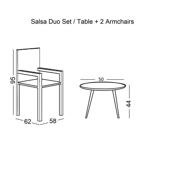 Salsa duo set Καθιστικό Κήπου Μέταλλο Μαύρο - Γυαλί - Wicker Φυσικό: Τραπεζάκι+2 Πολυθρόνες