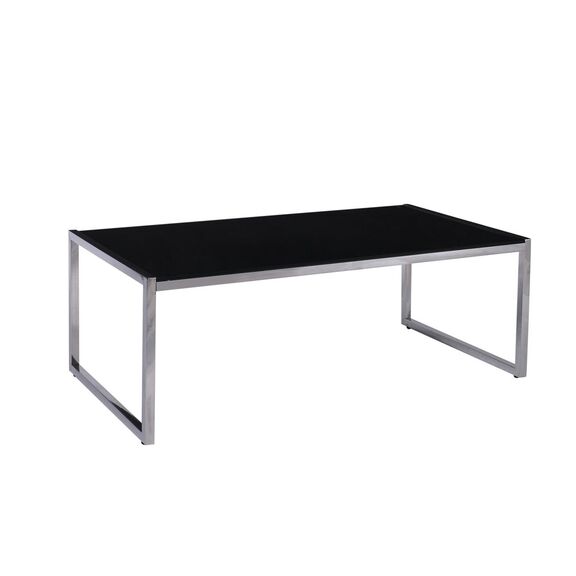 Action Τραπεζάκι Σαλονιού - Καθιστικού 120x60cm Inox - Μαυρό Γυαλί 8mm