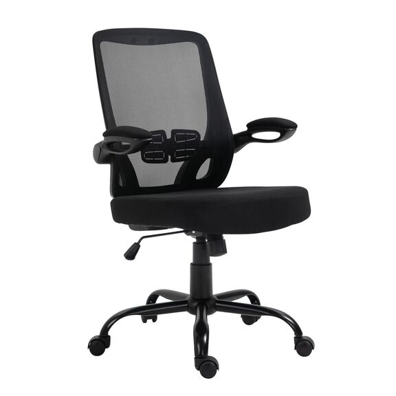 Bf2930w Πολυθρόνα Γραφείου Ανακλινόμενα Μπράτσα, Μέταλλο Βάση, Mesh - Ύφασμα Μαύρο