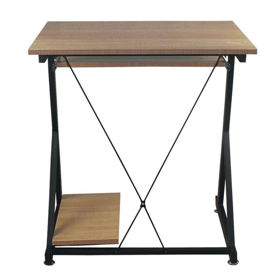 Unit Γραφείο η/υ Μέταλλο Βαφή Μαύρο, Melamine Απόχρωση Sonoma