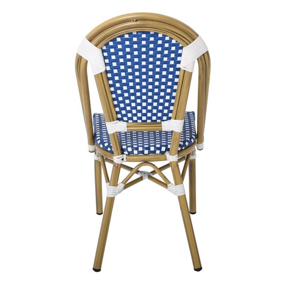 Paris Καρέκλα Bistro Αλουμίνιο Φυσικό, Wicker Άσπρο - Μπλε, Στοιβαζόμενη