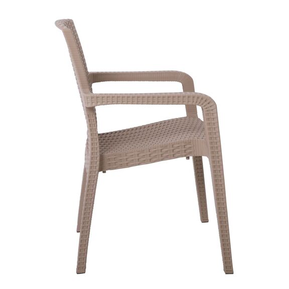 Lora Πολυθρόνα Κήπου Στοιβαζόμενη, pp (Rattan Look) Απόχρωση Cappuccino