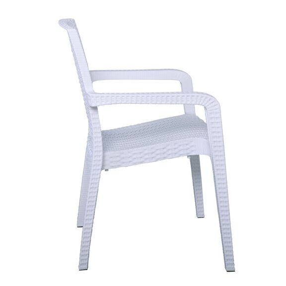 Lora Πολυθρόνα Κήπου Στοιβαζόμενη, pp (Rattan Look) Απόχρωση Άσπρο