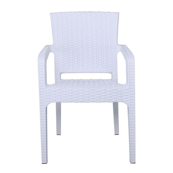 Lora Πολυθρόνα Κήπου Στοιβαζόμενη, pp (Rattan Look) Απόχρωση Άσπρο
