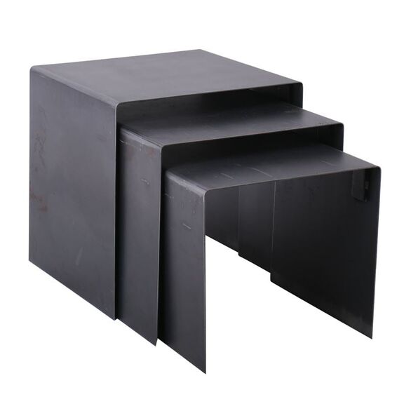 Iron set 3 Τραπεζάκια Βοηθητικά, Μέταλλο Βαφή Antique Black