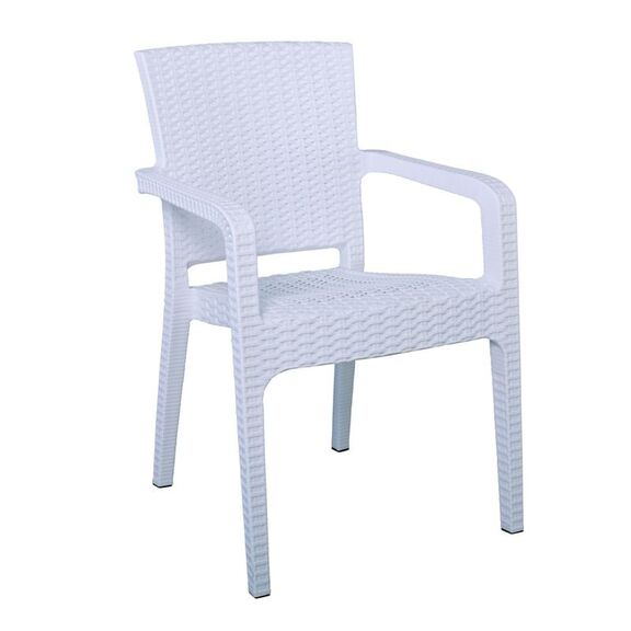 Lora Πολυθρόνα Κήπου Στοιβαζόμενη, pp (Rattan Look) Απόχρωση Άσπρο