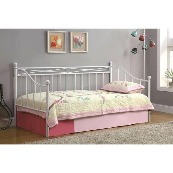 Marin Set: Daybed με Στρώμα 90x190 + Βοηθητικό Κρεβάτι με Στρώμα 85x185 Μέταλλο Άσπρο