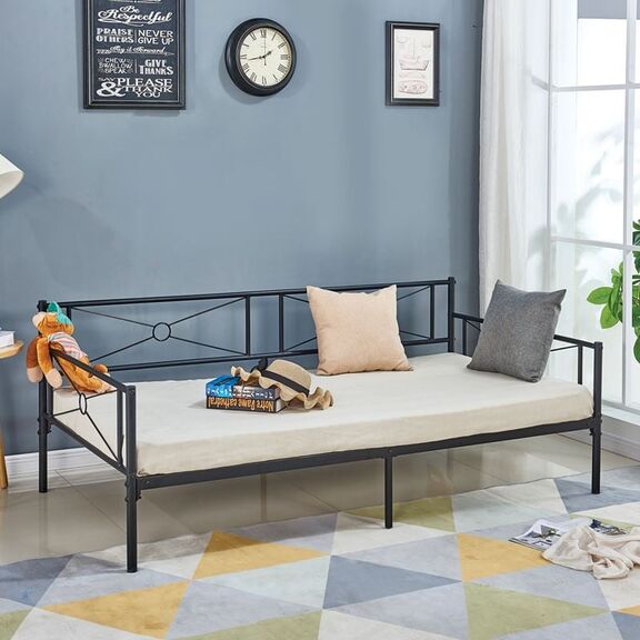 Queen Daybed Κρεβάτι Μέταλλο Βαφή Μαύρο