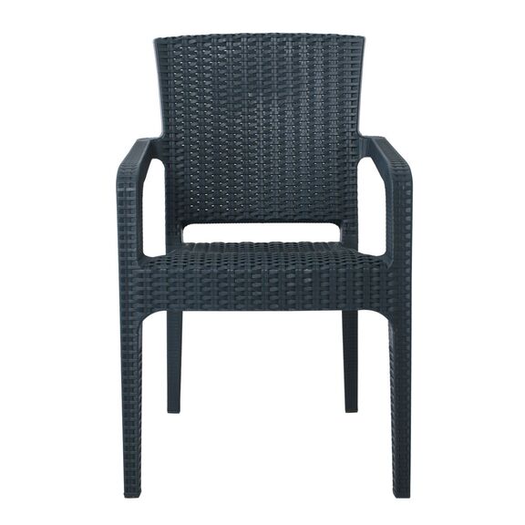 Lora Πολυθρόνα Κήπου Στοιβαζόμενη, pp (Rattan Look) Απόχρωση Ανθρακί