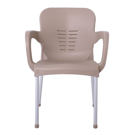 Lara-ii Πολυθρόνα Dining Στοιβαζόμενη, alu Silver, pp Tortora