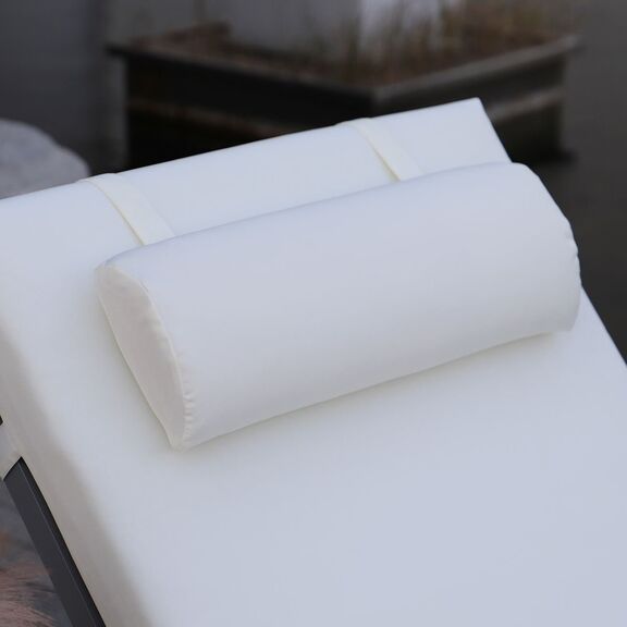 Sunlounger Μαξιλάρι Ξαπλώστρας με Προσκέφαλο,  Ύφασμα Εκρού, Foam+polyester Φερμουάρ-Velcro