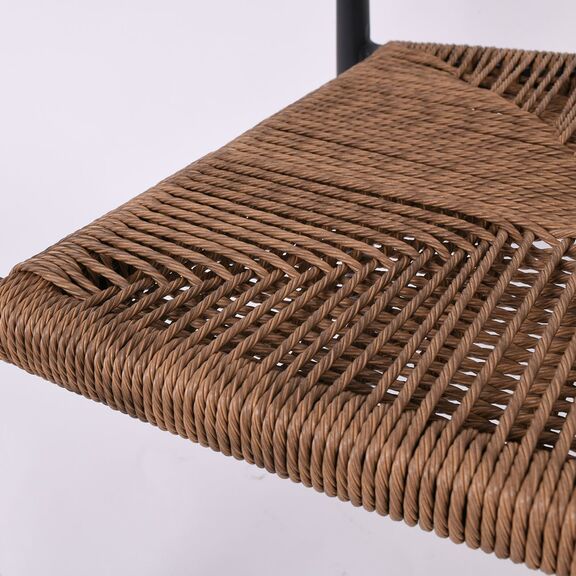 Mady Πολυθρόνα Βεράντας-Κήπου alu Ανθρακί, Rope Wicker Φυσικό, Στοιβαζόμενη