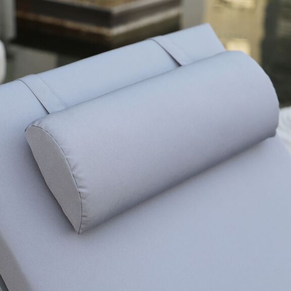 Sunlounger Μαξιλάρι Ξαπλώστρας με Προσκέφαλο,  Ύφασμα Γκρι, Foam+polyester Φερμουάρ-Velcro
