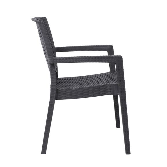 Lora-pro Πολυθρόνα Στοιβαζόμενη, pp (Rattan Look) Απόχρωση Ανθρακί
