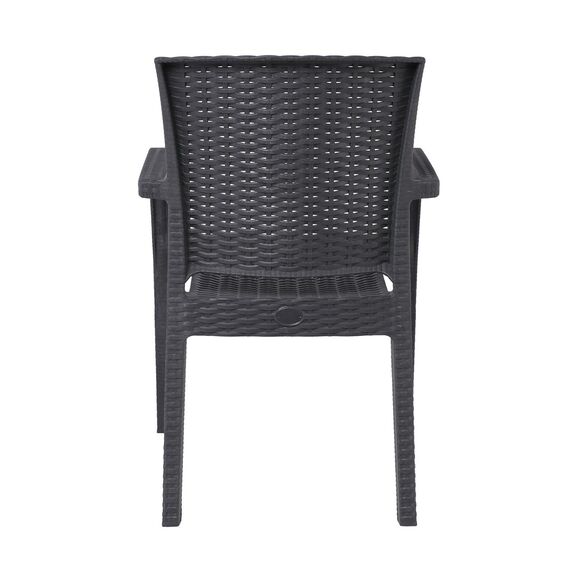 Lora-pro Πολυθρόνα Στοιβαζόμενη, pp (Rattan Look) Απόχρωση Ανθρακί