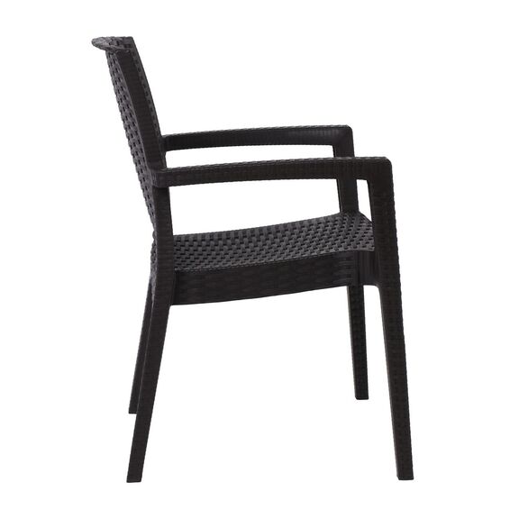 Lora-pro Πολυθρόνα Στοιβαζόμενη, pp (Rattan Look) Απόχρωση Καφέ Σκούρο