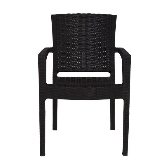Lora-pro Πολυθρόνα Στοιβαζόμενη, pp (Rattan Look) Απόχρωση Καφέ Σκούρο