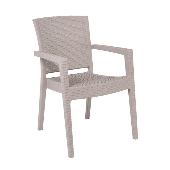 Lora-pro Πολυθρόνα Στοιβαζόμενη, pp (Rattan Look) Απόχρωση Μπεζ