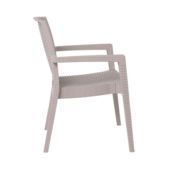 Lora-pro Πολυθρόνα Στοιβαζόμενη, pp (Rattan Look) Απόχρωση Μπεζ