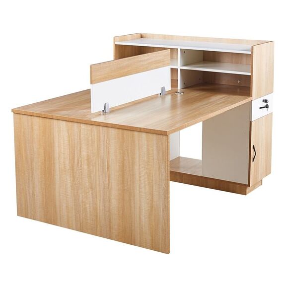 Workstation Γραφείο - Σταθμός Εργασίας 2 Θέσεων, Melamine Απόχρωση Sonoma-Άσπρο