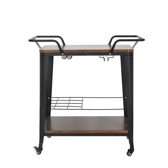 Relix Trolley bar-pro Μέταλλο Βαφή Μαύρο, mdf Απόχρωση Καρυδί