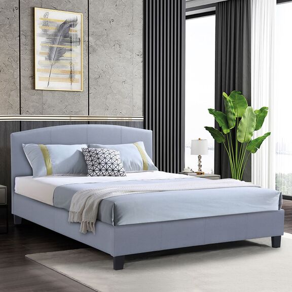 Odeon Κρεβάτι Διπλό για Στρώμα 140x190cm, Ύφασμα Γκρι