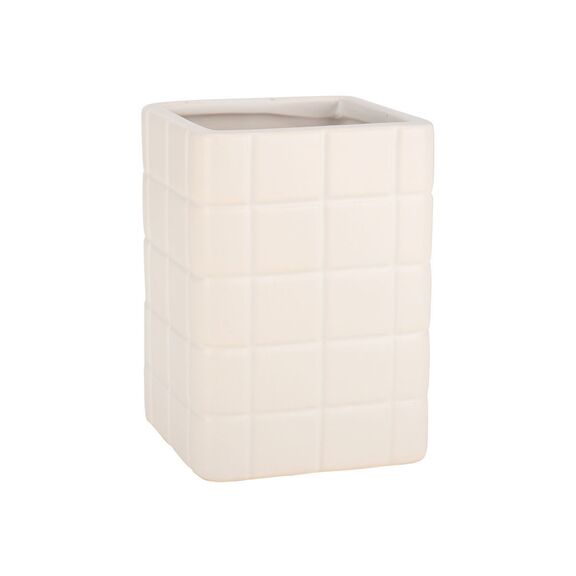 Estia Ποτηρακι Μπανιου Tiles Κεραμικο 7.5x7.5x11cm Λευκο