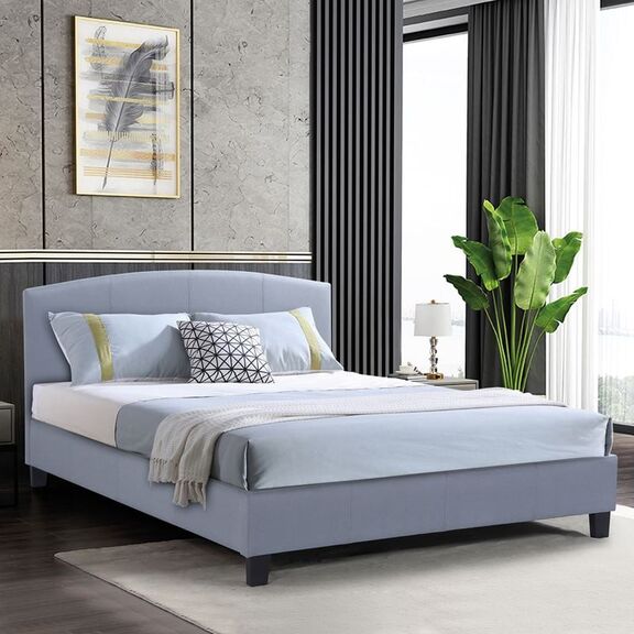 Odeon Κρεβάτι Διπλό για Στρώμα 140x190cm, Ύφασμα Γκρι