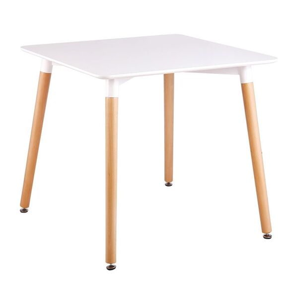 Art Τραπέζι Τραπεζαρίας Άσπρο Mdf, Πόδια Οξιά Φυσικό