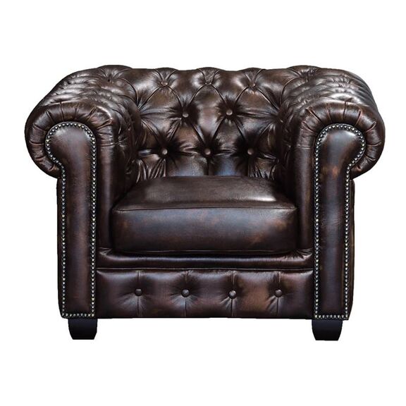 Chesterfield Birmingham Πολυθρόνα Σαλονιού Καθιστικού,δέρμα Απόχρωση Καφέ