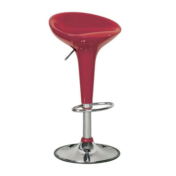 Disco Σκαμπό Bar, Βάση Χρώμιο, abs Κόκκινο, Ύψος Ρυθμιζόμενο, Περιστρεφόμενο