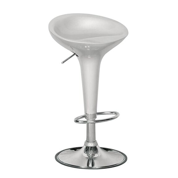 Disco Σκαμπό Bar, Βάση Χρώμιο, abs Silver, Ύψος Ρυθμιζόμενο, Περιστρεφόμενο