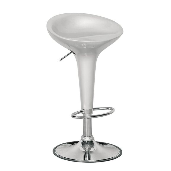 Disco Σκαμπό Bar, Βάση Χρώμιο, abs Silver, Ύψος Ρυθμιζόμενο, Περιστρεφόμενο