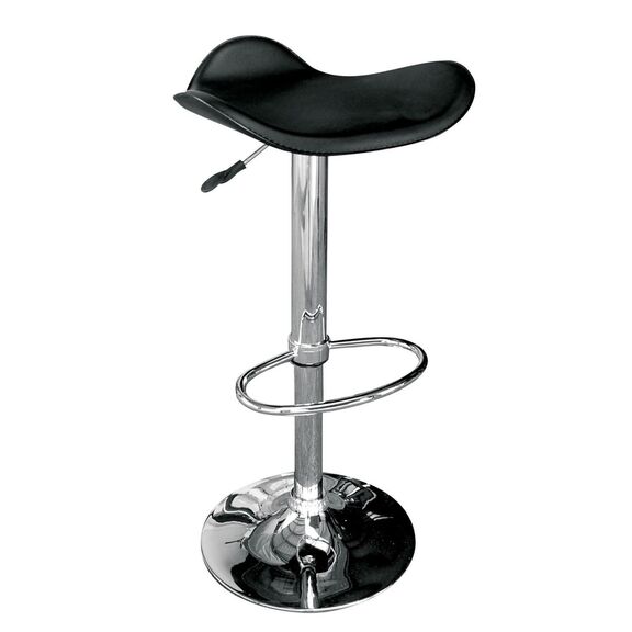 Saddle Σκαμπό Bar, Βάση Χρώμιο, pvc Μαύρο, Ρύθμιση Ύψους, Περιστρεφόμενο