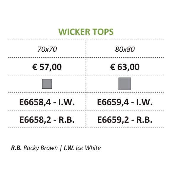 Wicker top Επιφάνεια Τραπεζιού Alu/wicker ice White/γυαλί