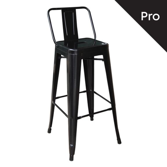 Relix Σκαμπό bar-pro με Πλάτη, Μέταλλο Βαφή Μαύρο