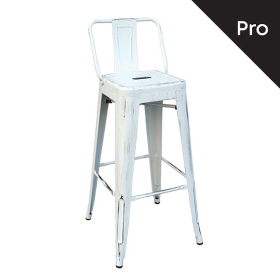 Relix Σκαμπό bar-pro με Πλάτη, Μέταλλο Βαφή Antique White