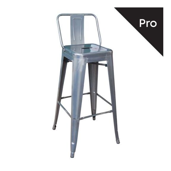 Relix Σκαμπό bar-pro με Πλάτη, Μέταλλο Βαφή σε Απόχρωση Metal με Διακοσμητική Σκουριά
