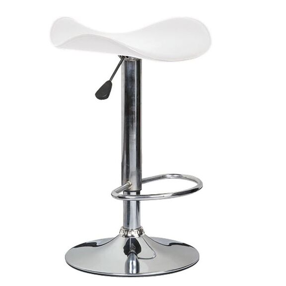 Saddle Σκαμπό Bar, Βάση Χρώμιο, pvc Άσπρο, Ρύθμιση Ύψους, Περιστρεφόμενο
