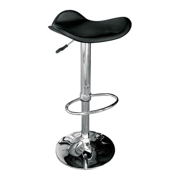 Saddle Σκαμπό Bar, Βάση Χρώμιο, pvc Μαύρο, Ρύθμιση Ύψους, Περιστρεφόμενο