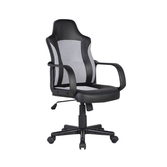 Bf2850 Πολυθρόνα Γραφείου Διευθυντή, Mesh Γκρι, pu Μαύρο