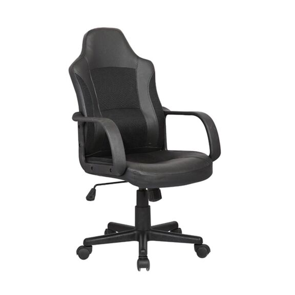 Bf2850 Πολυθρόνα Γραφείου Διευθυντή, Mesh Μαύρο, pu Μαύρο