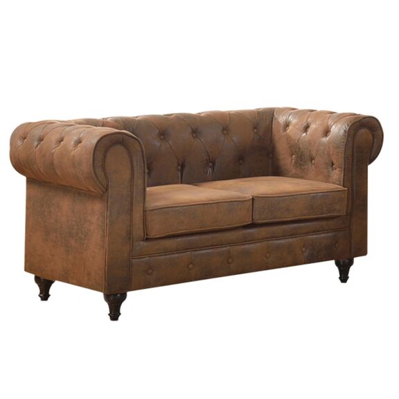 Chesterfield York Kαναπές 2θέσιος Σαλονιού - Καθιστικού, Ύφασμα Απόχρωση Καφέ Camel