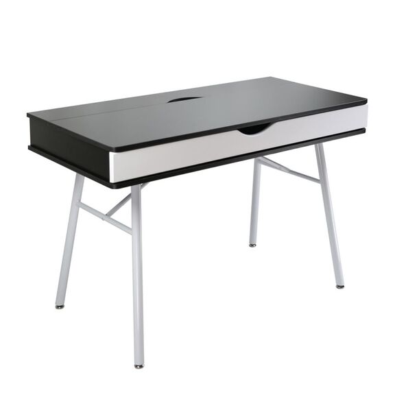 Γραφειο η/υ Μέταλλο Βαφή Άσπρο, Melamine Wenge