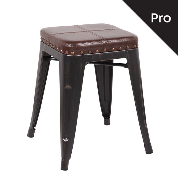 Relix Σκαμπό-Pro, Στοιβαζόμενο, Μέταλλο Βαφή Antique Black, pu Σκούρο Καφέ