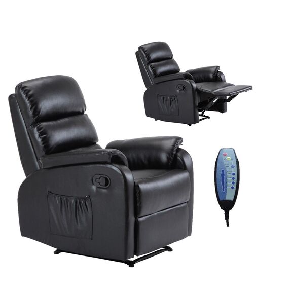 Comfort Massage Πολυθρόνα Relax, Σαλονιού - Καθιστικού, pu Μαύρο