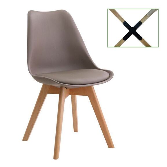 Martin Καρέκλα Metal Cross, Ξύλο pp Sand Beige, Μονταρισμένη Ταπετσαρία